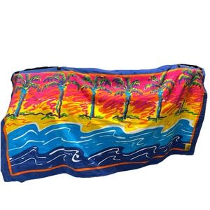 1980s Vintage Beach Towel Banana Club Brazil Terry Cloth Palm Trees Tropical EUC